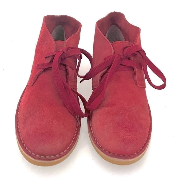 SELECTED Portugal Unisex Suede Leather Lace-Up Ankle Boots Red Size 40 - Picture 6 of 8